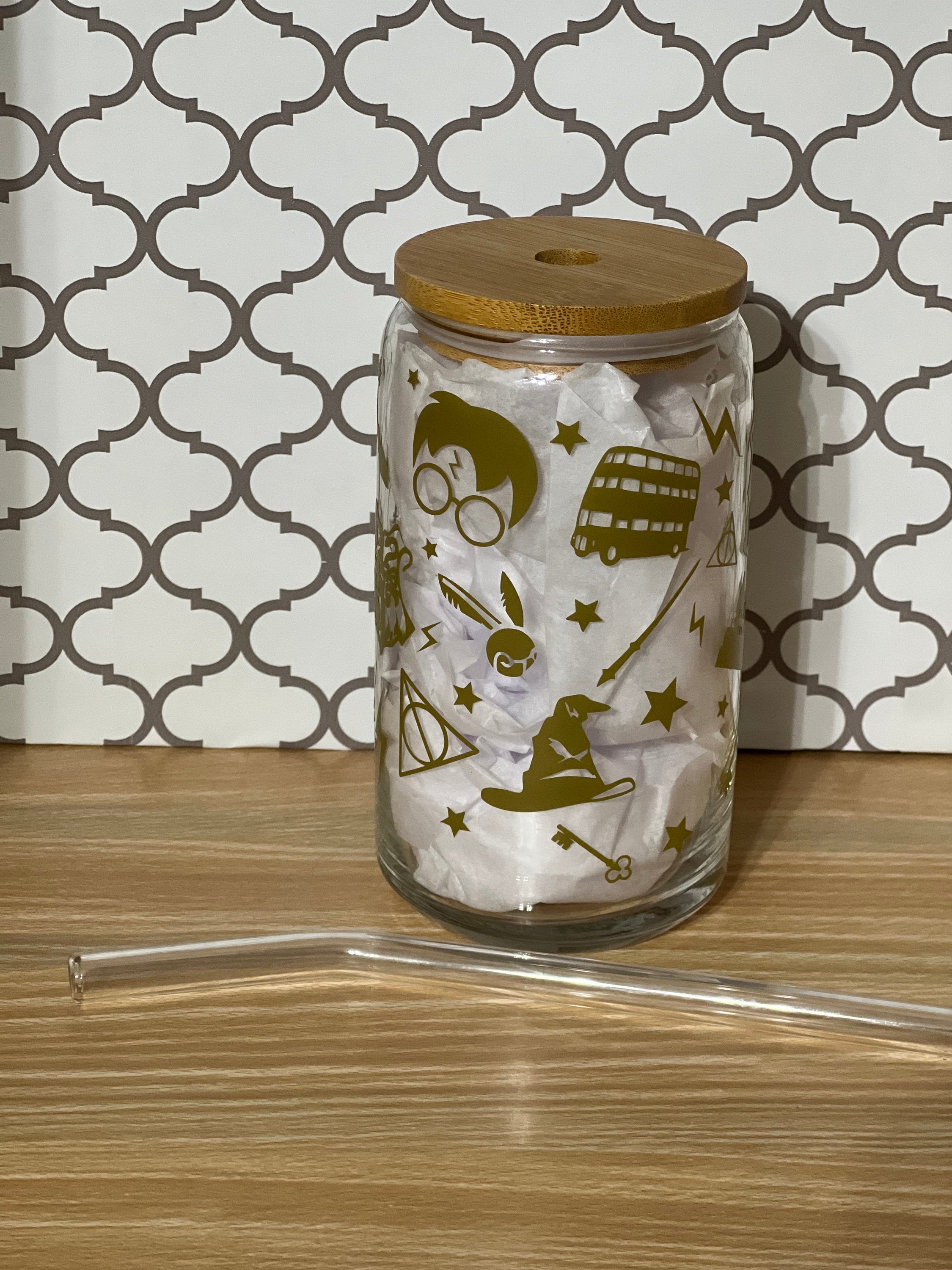 Magic Wizard Glass Cup with Bamboo Lid & Glass Straw – 16oz Spellbound Tumbler