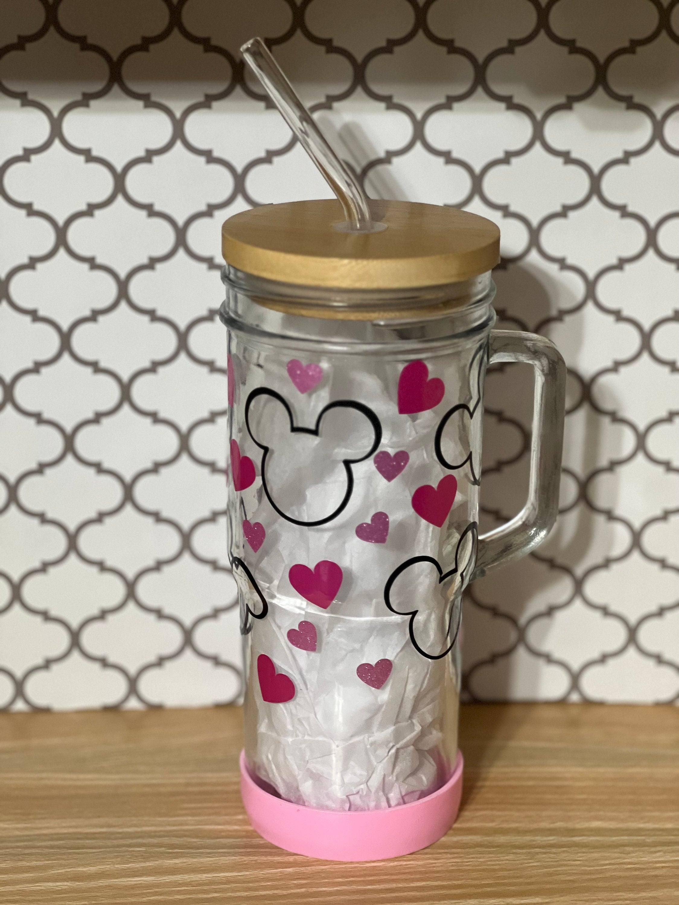 Mickey Shape 24oz Glass Cup with Handle
