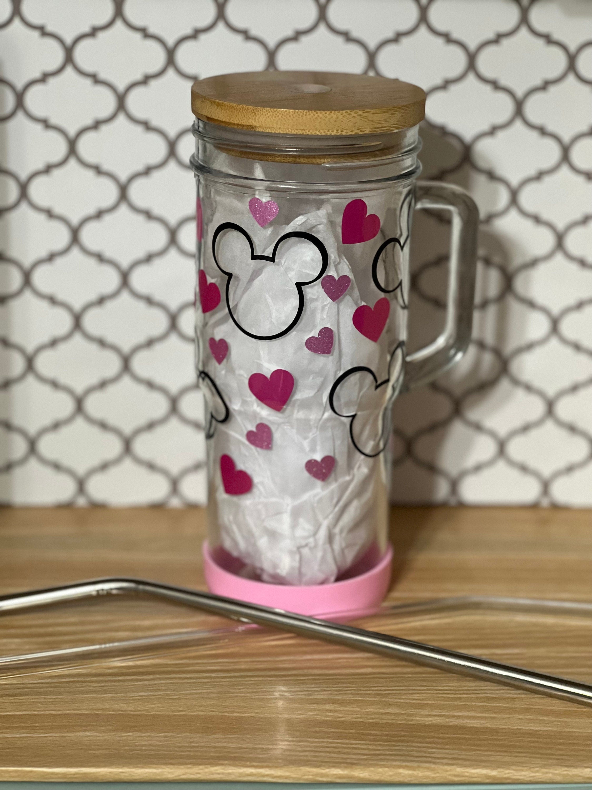 Mickey Shape 24oz Glass Cup with Handle