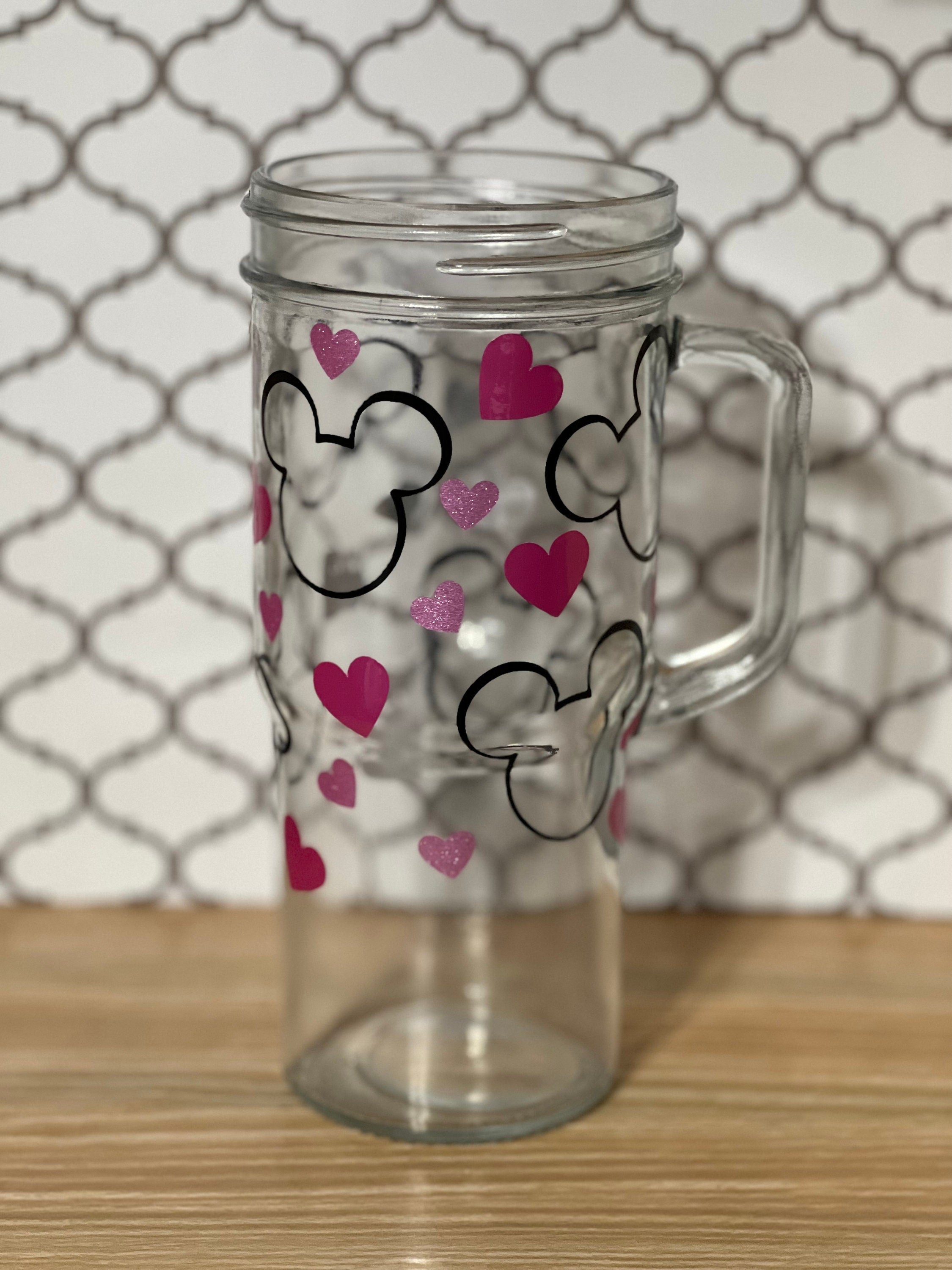 Mickey Shape 24oz Glass Cup with Handle