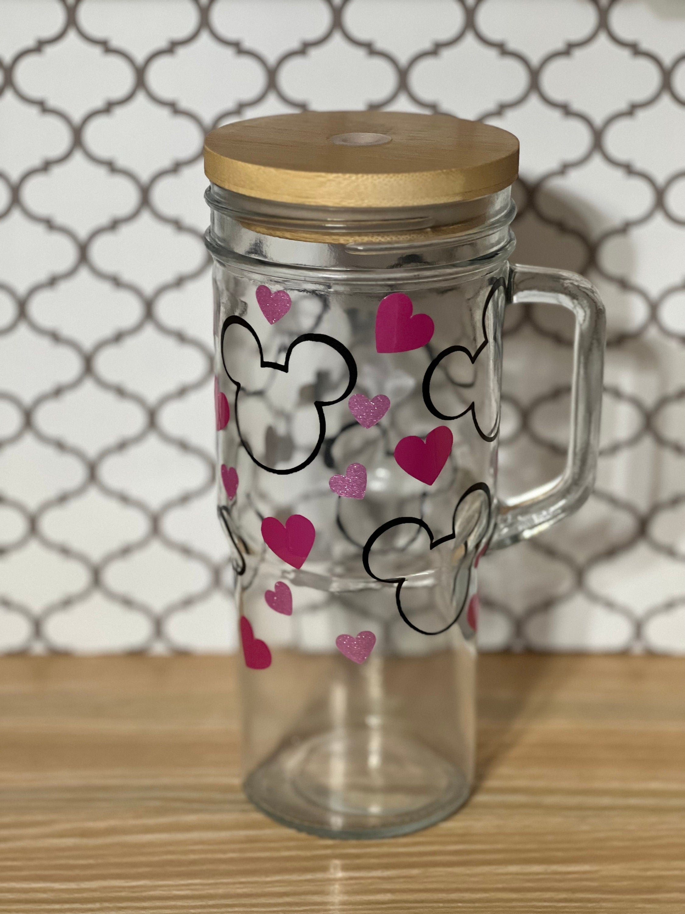 Mickey Shape 24oz Glass Cup with Handle