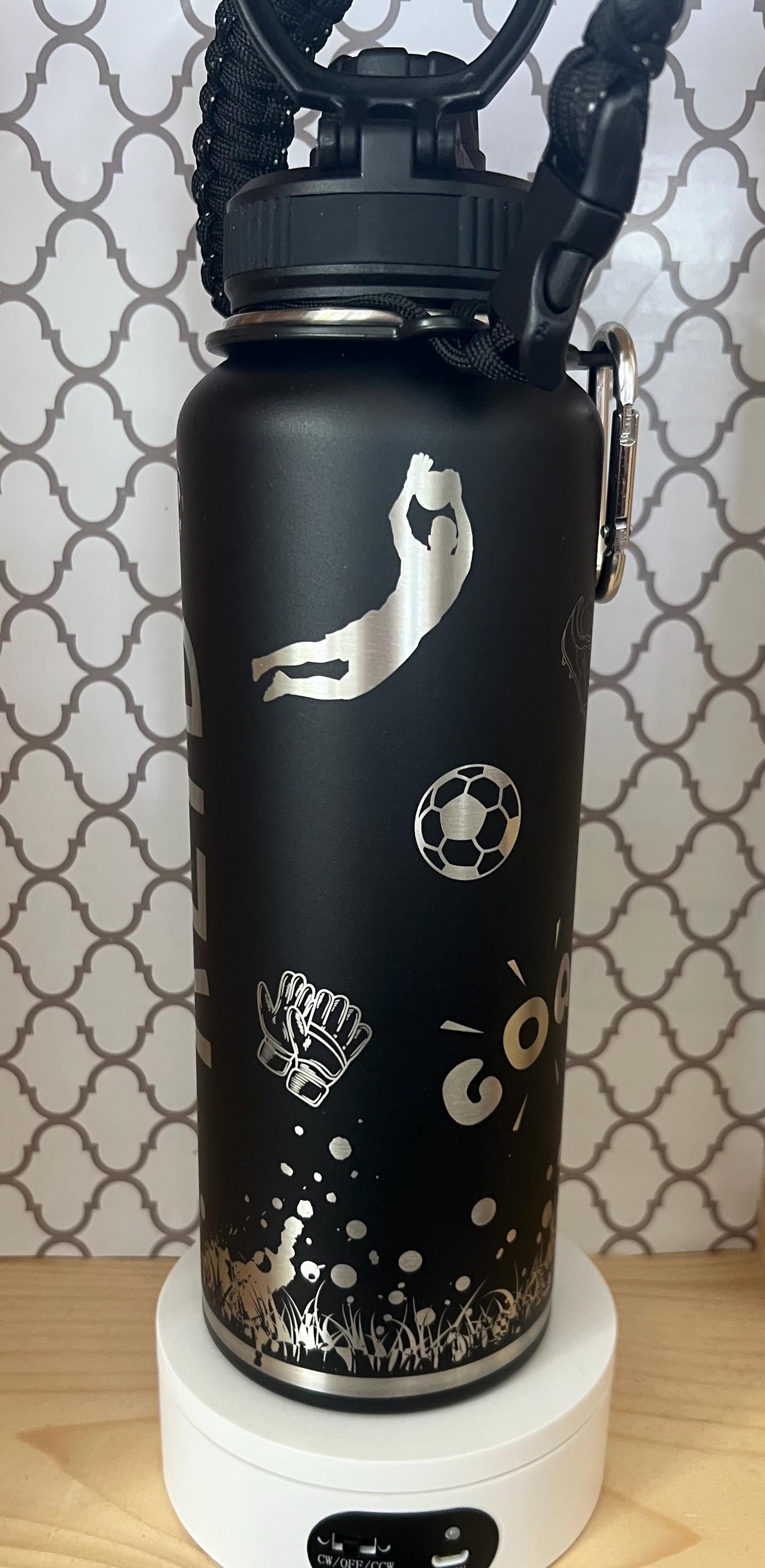40oz Engraved Personalized Soccer Tumbler with Handle & Straw