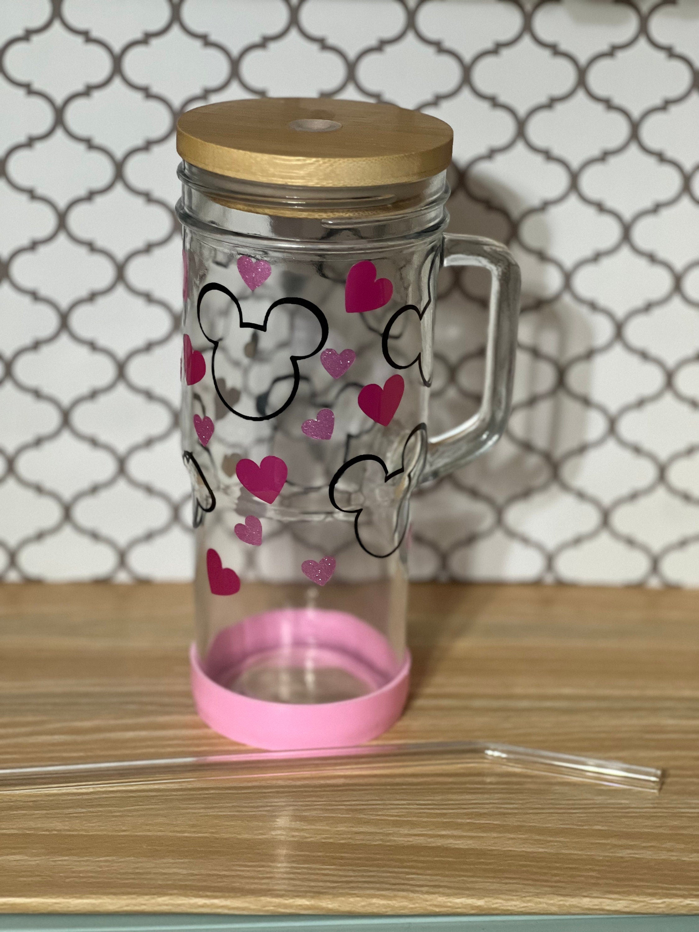 Mickey Shape 24oz Glass Cup with Handle