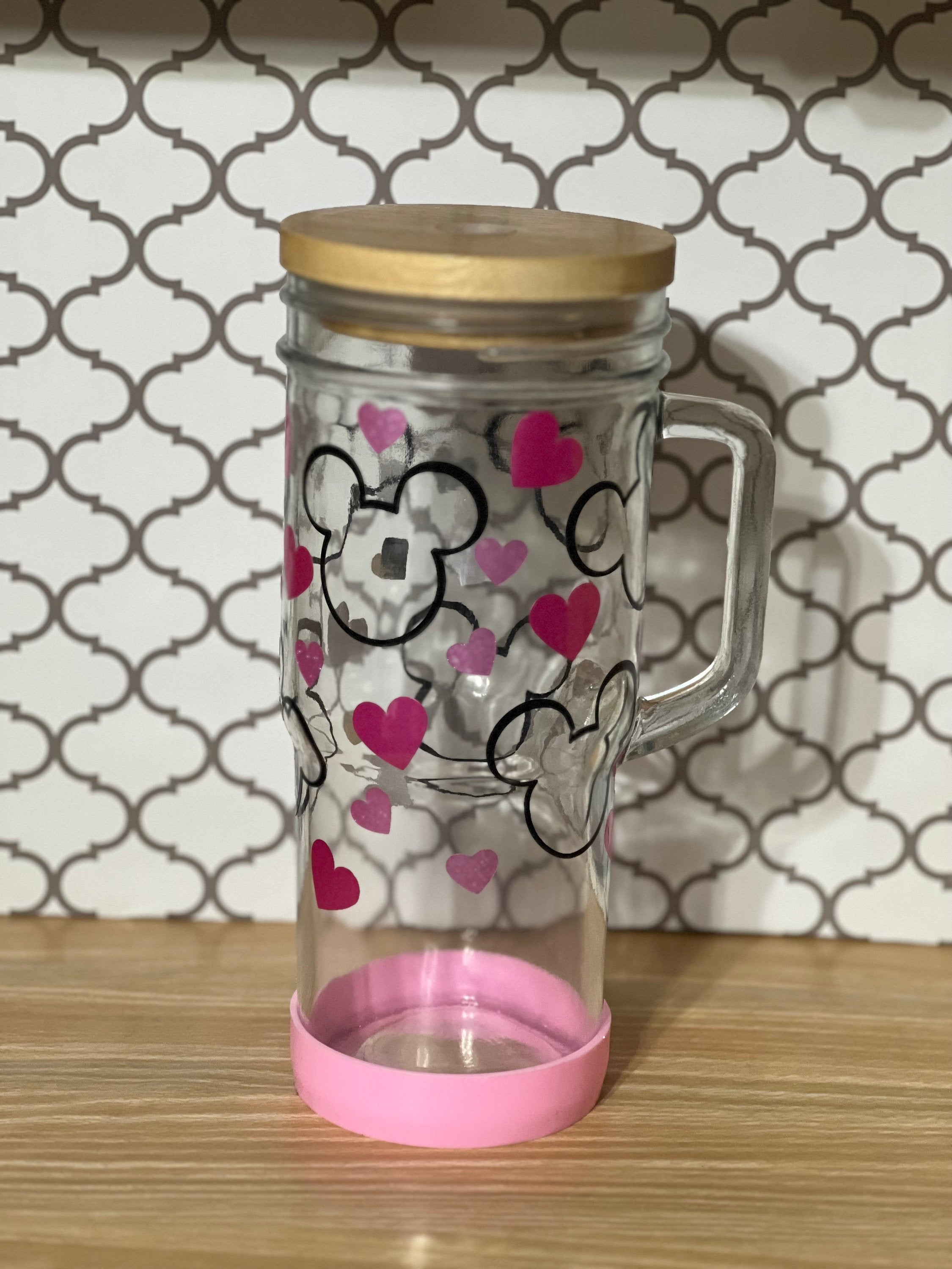 Mickey Shape 24oz Glass Cup with Handle