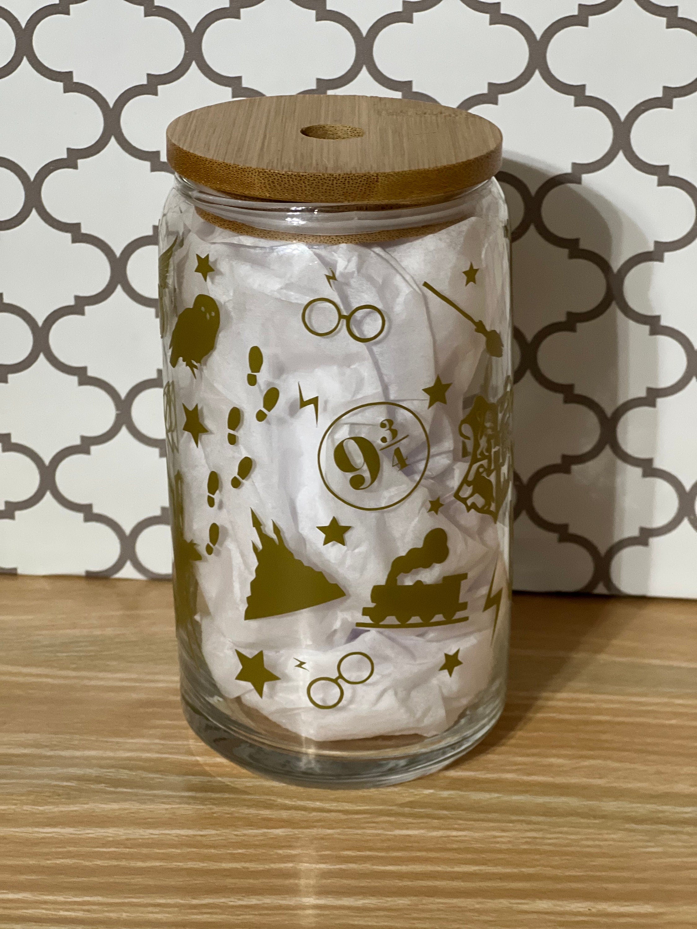 Magic Wizard Glass Cup with Bamboo Lid & Glass Straw – 16oz Spellbound Tumbler