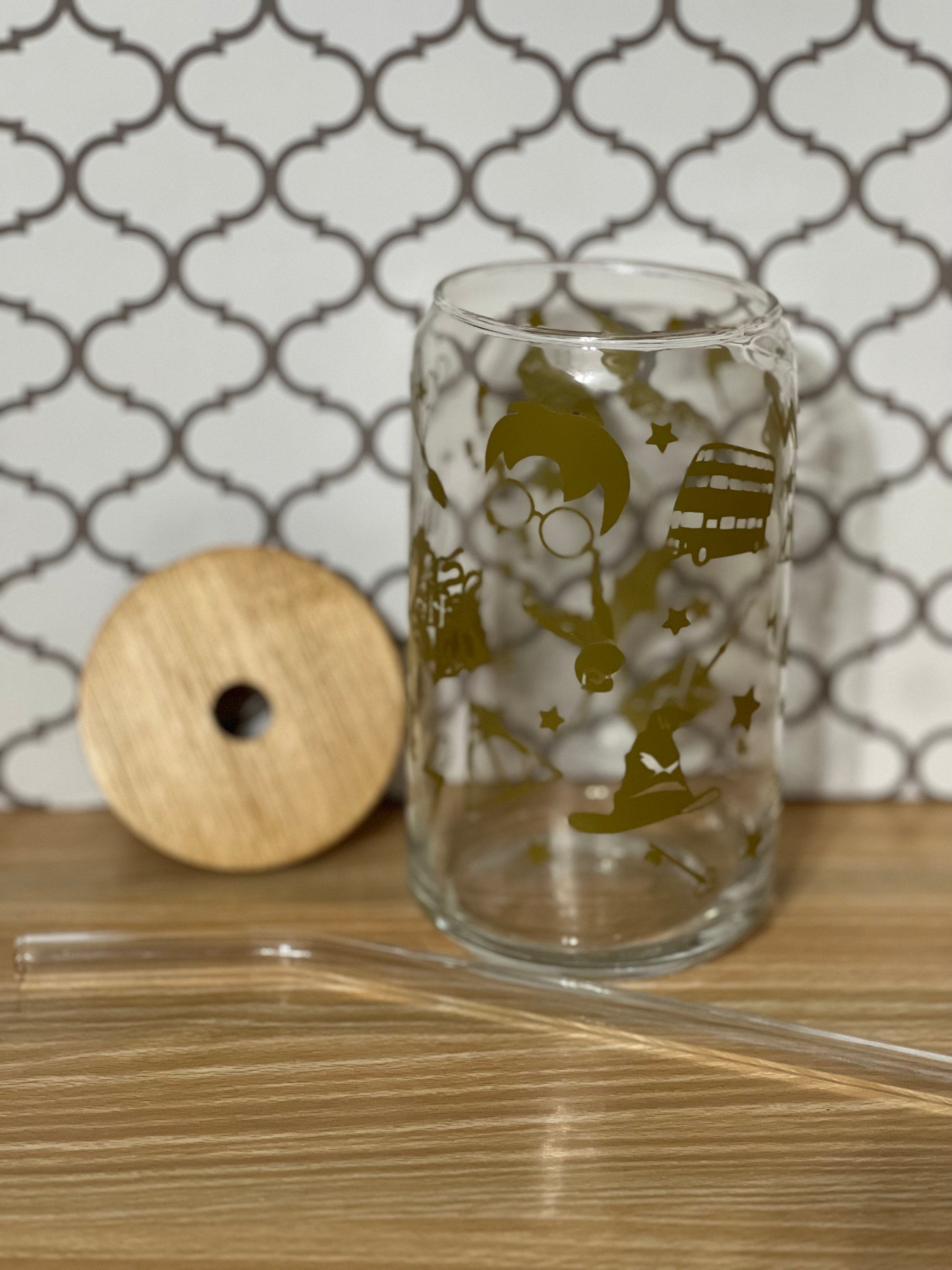 Magic Wizard Glass Cup with Bamboo Lid & Glass Straw – 16oz Spellbound Tumbler