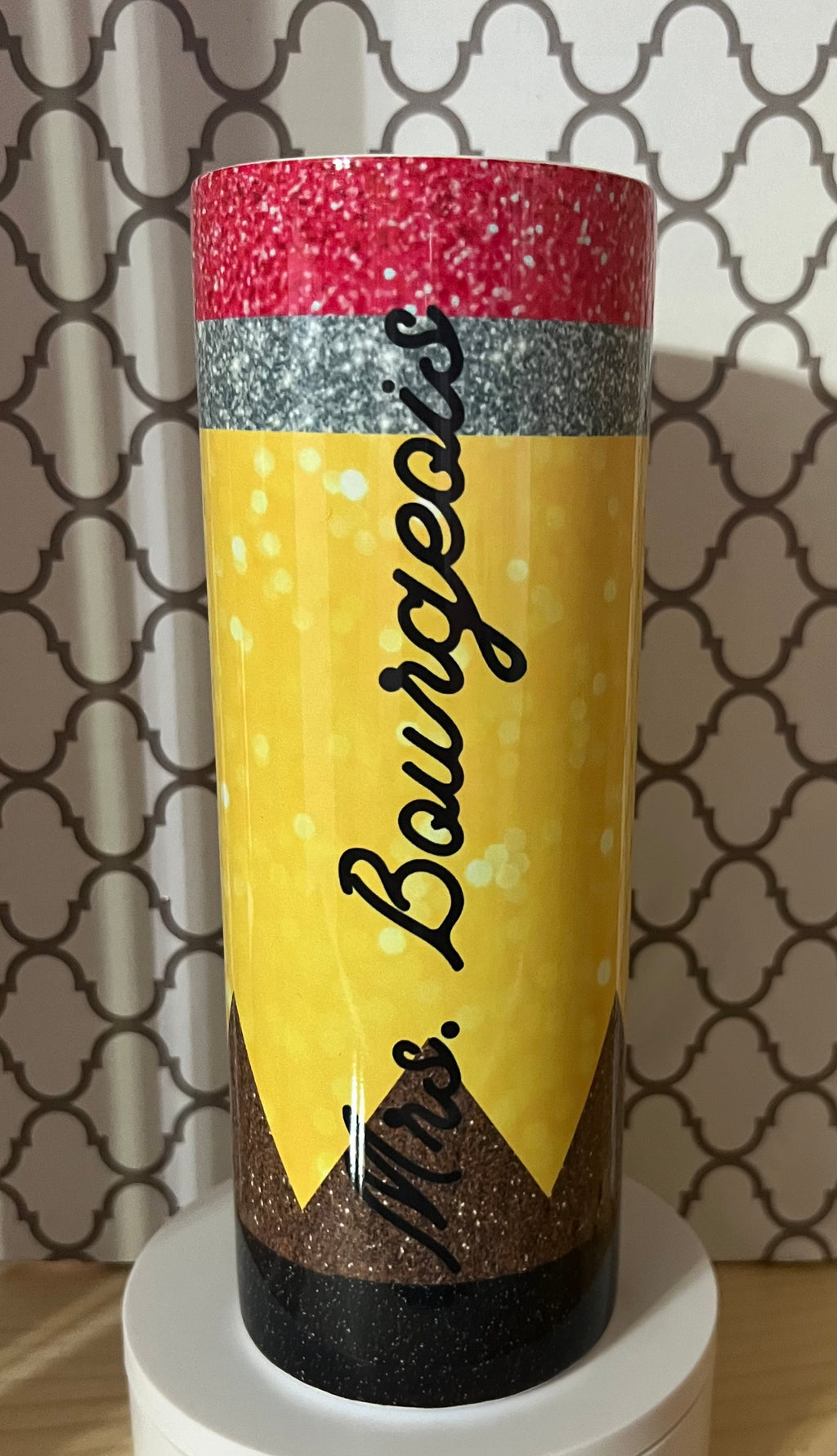 20oz Personalized Teacher Pencil Tumbler – Custom Name Teacher Gift