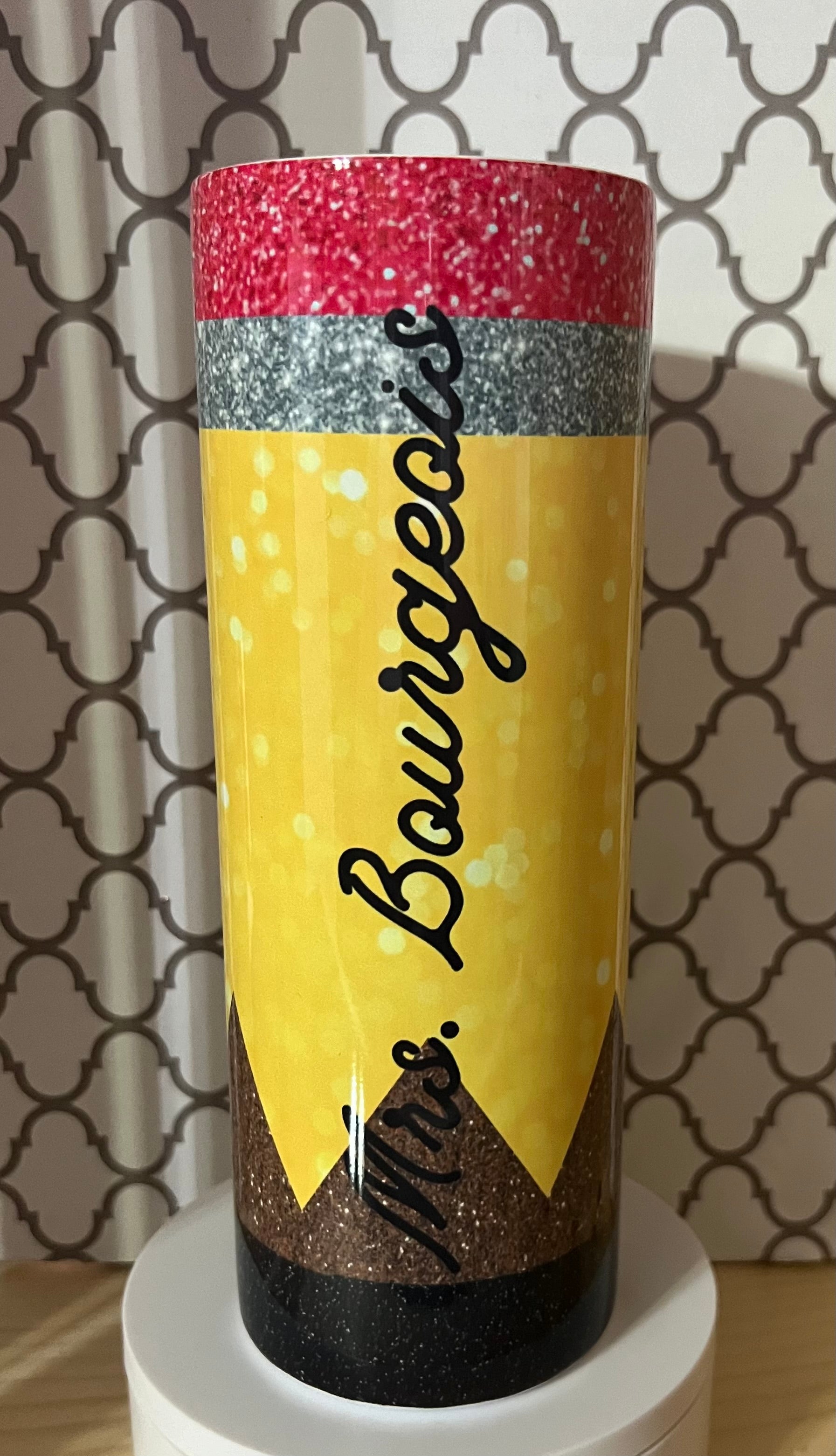 20oz Personalized Teacher Pencil Tumbler – Custom Name Teacher Gift
