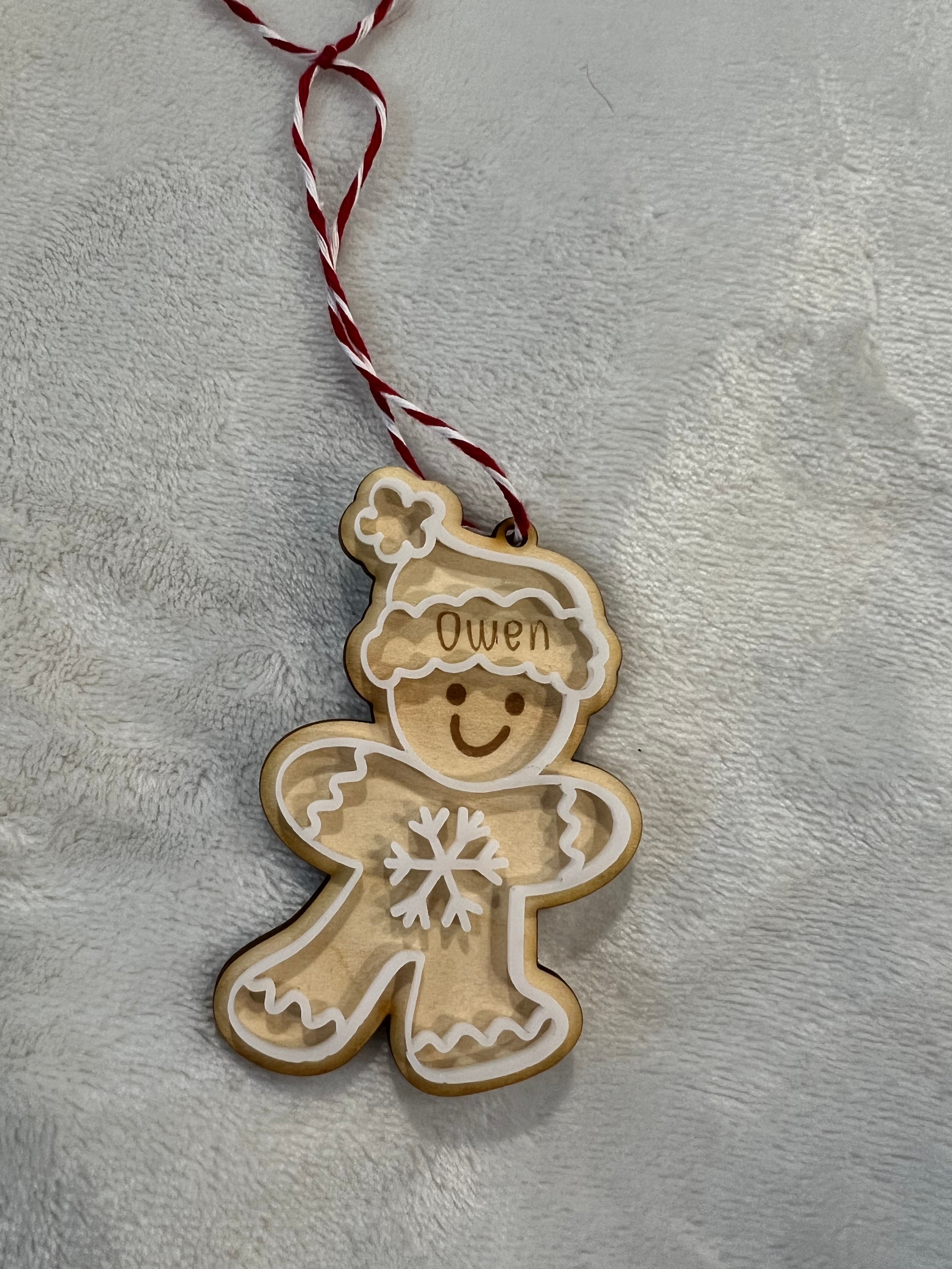 Personalized Gingerbread Ornament – Wood & Acrylic Custom Name Christmas Ornament