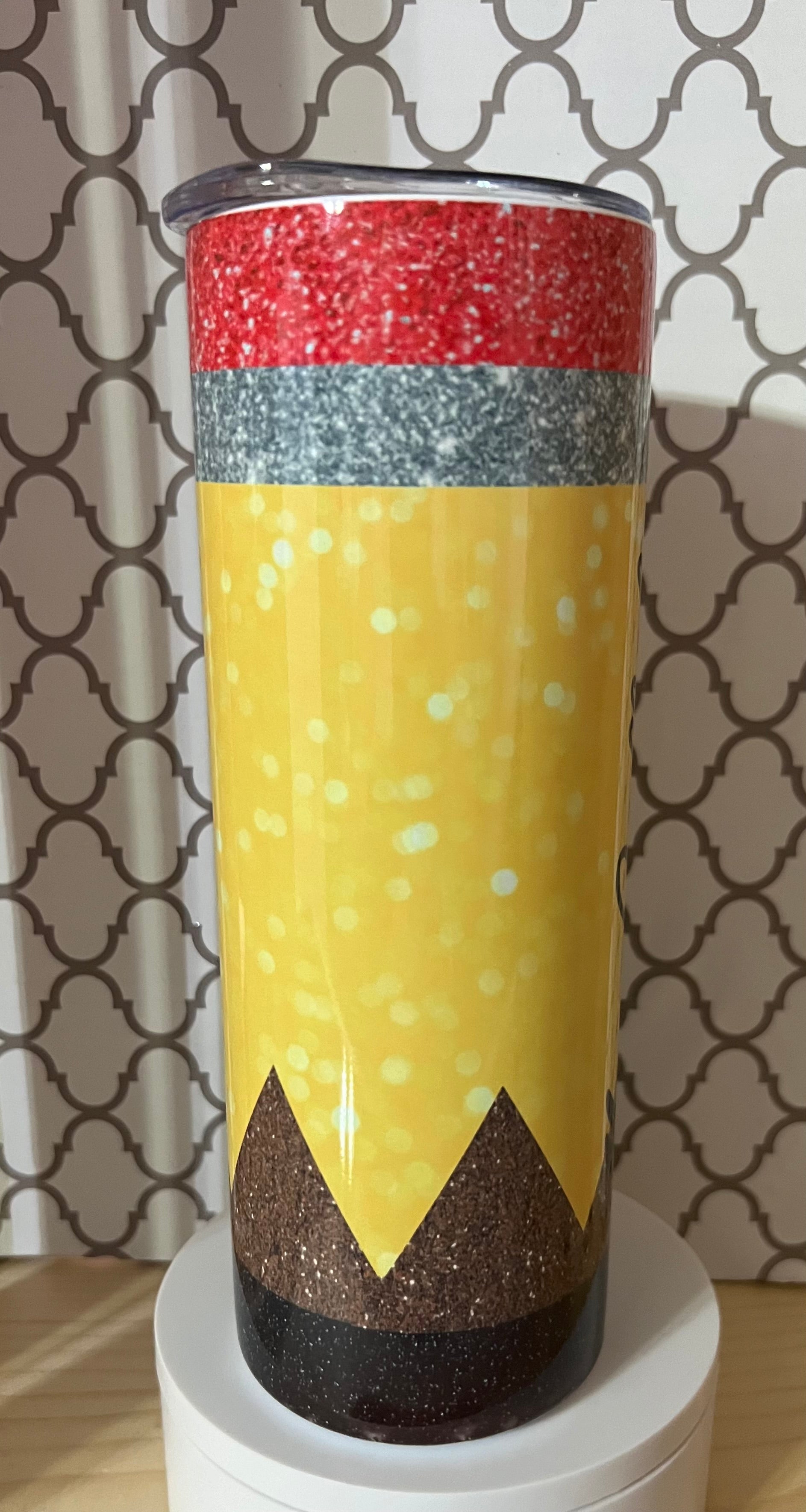 20oz Personalized Teacher Pencil Tumbler – Custom Name Teacher Gift