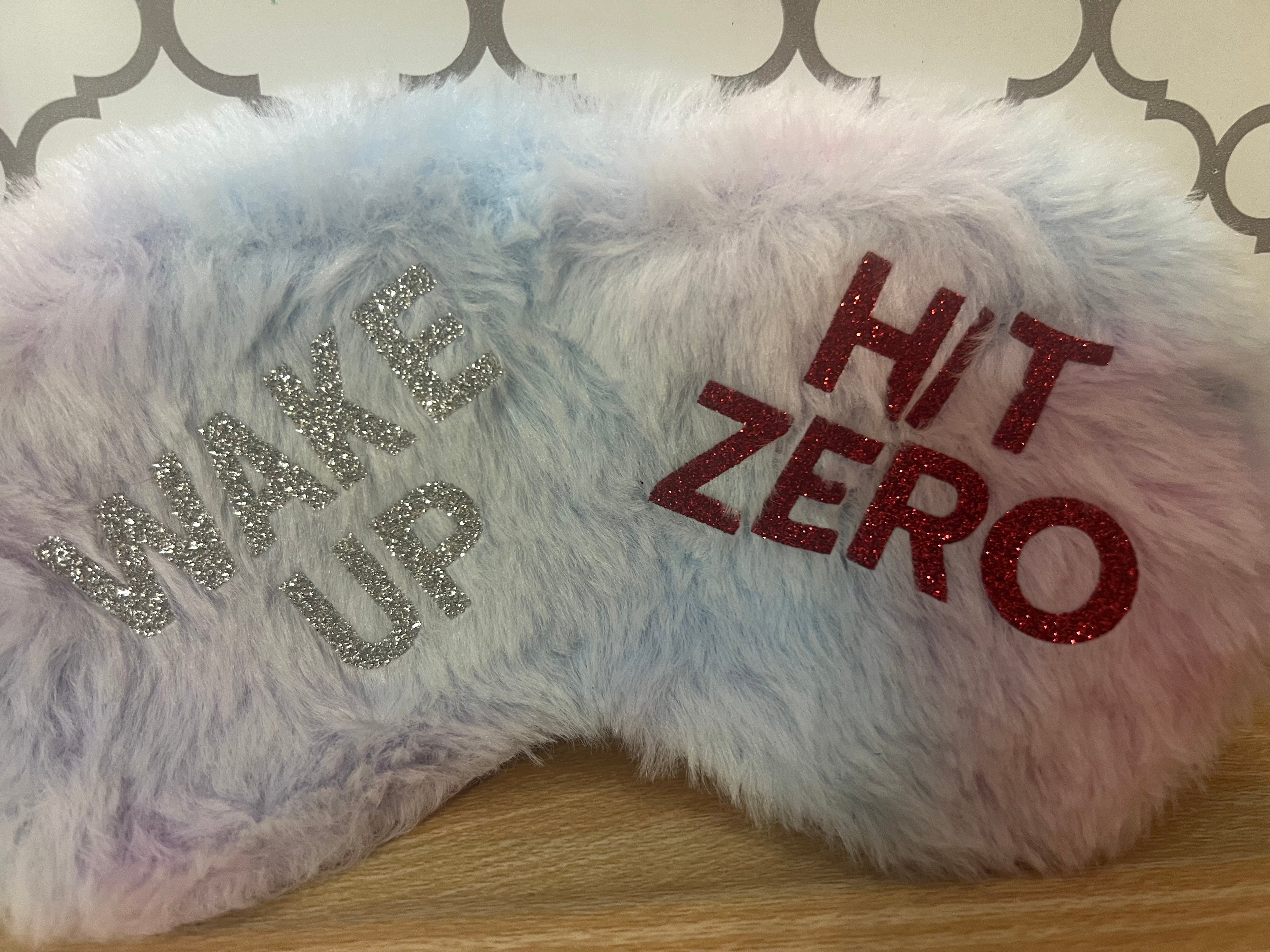 Fuzzy Rainbow Cheer Sleep Mask – Wake Up & Hit Zero | Dreaming of Zero Deductions
