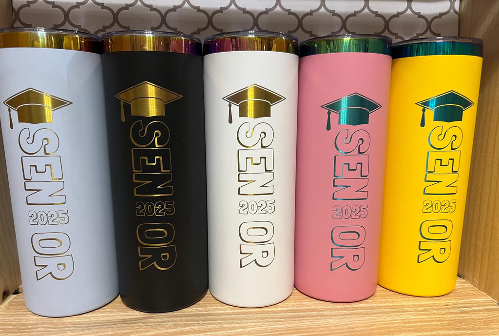 20oz Engraved Senior Graduation Tumbler – Personalized Stainless Steel Travel Cup