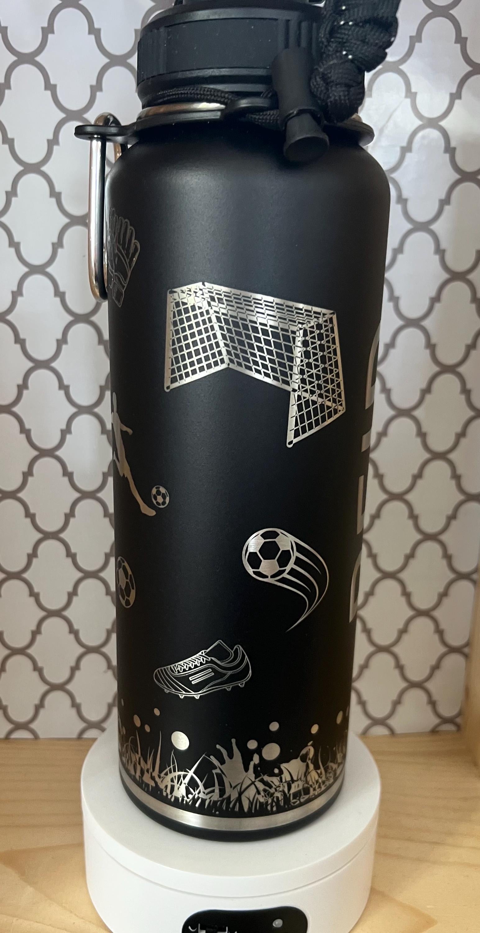 40oz Engraved Soccer Tumbler – Personalized Name Cup – Soccer Coach Gift – Custom Player Water Bottle – Sports Team Gifts