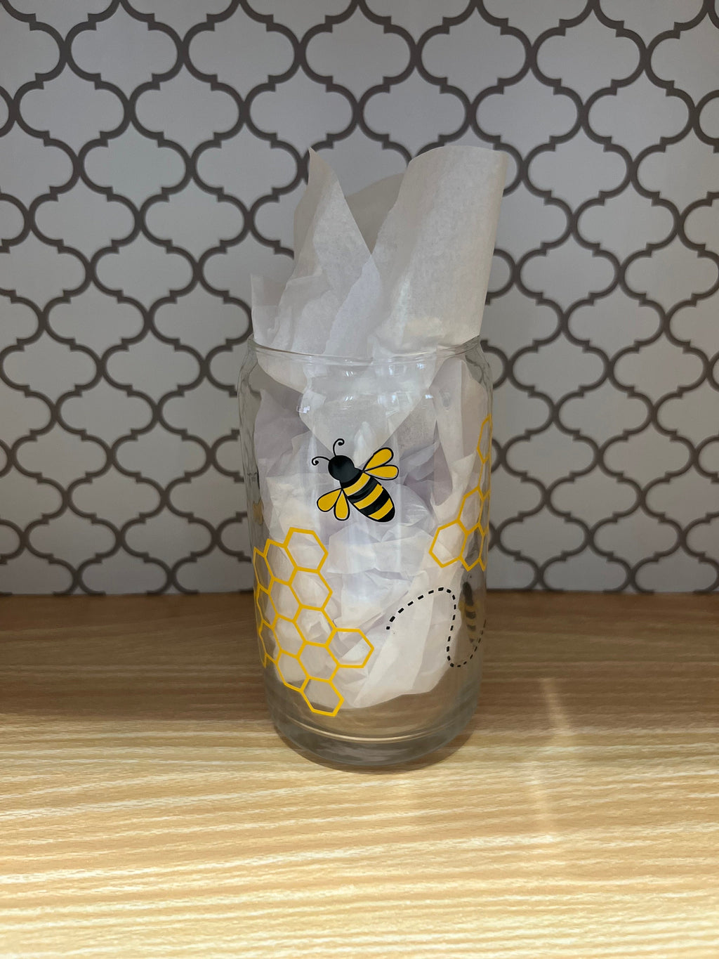 Honeycomb Glass Can 16oz – Aesthetic Iced Coffee Cup & Cold Drink Tumbler