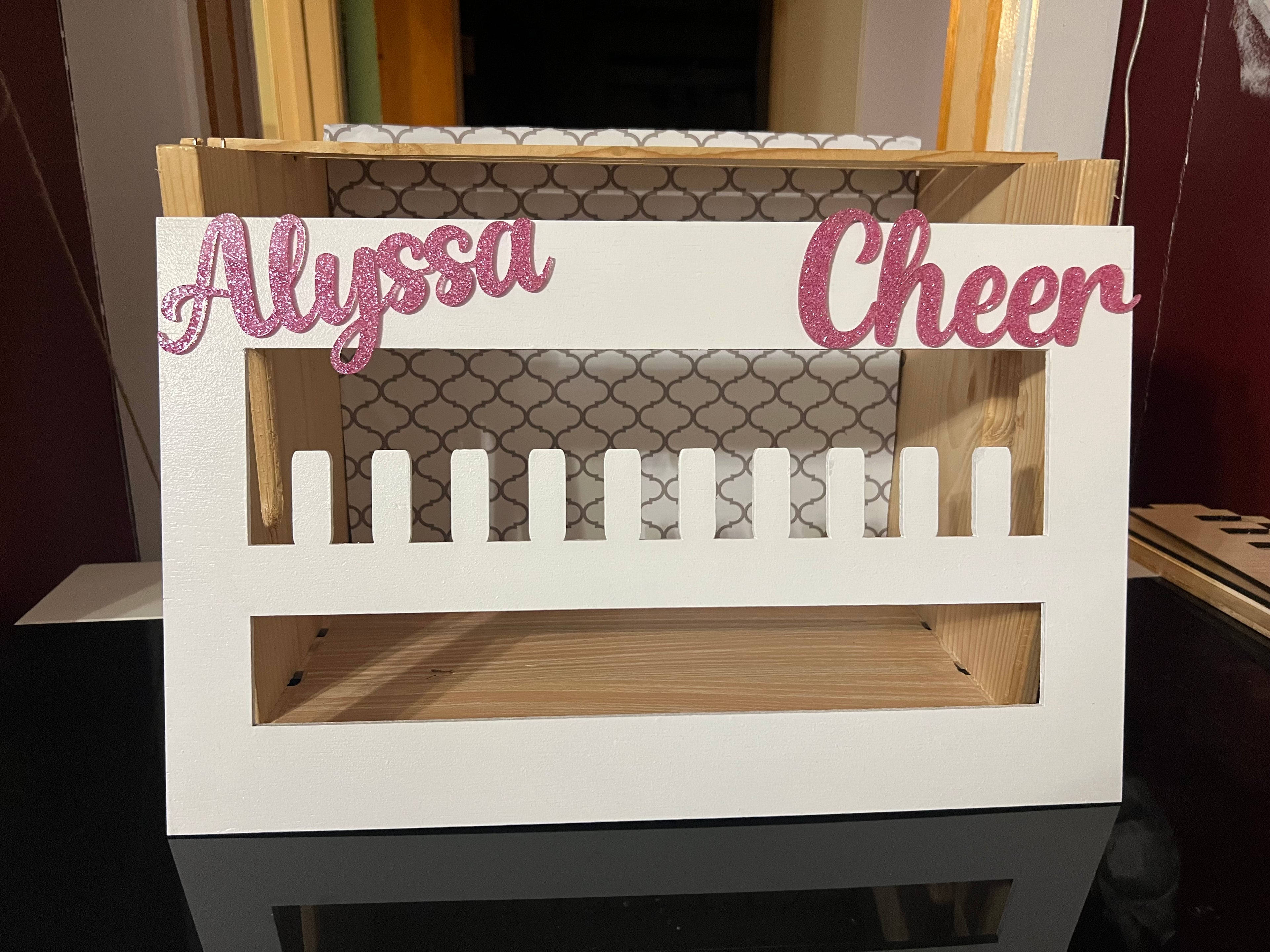 Custom Cheerleading Ring & Medal Holder – 18x11 Wood Display