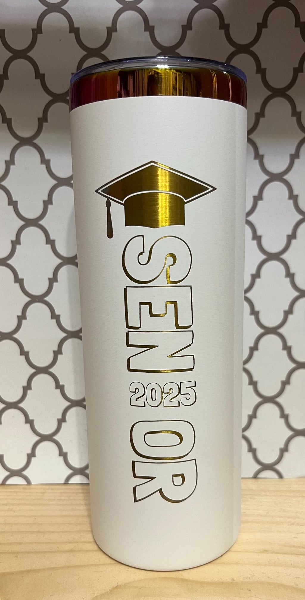 20oz Engraved Senior Graduation Tumbler – Personalized Stainless Steel Travel Cup