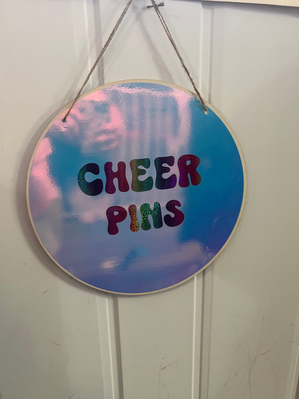 Personalized Cheer Pin Holder – 12” Round Wooden Display