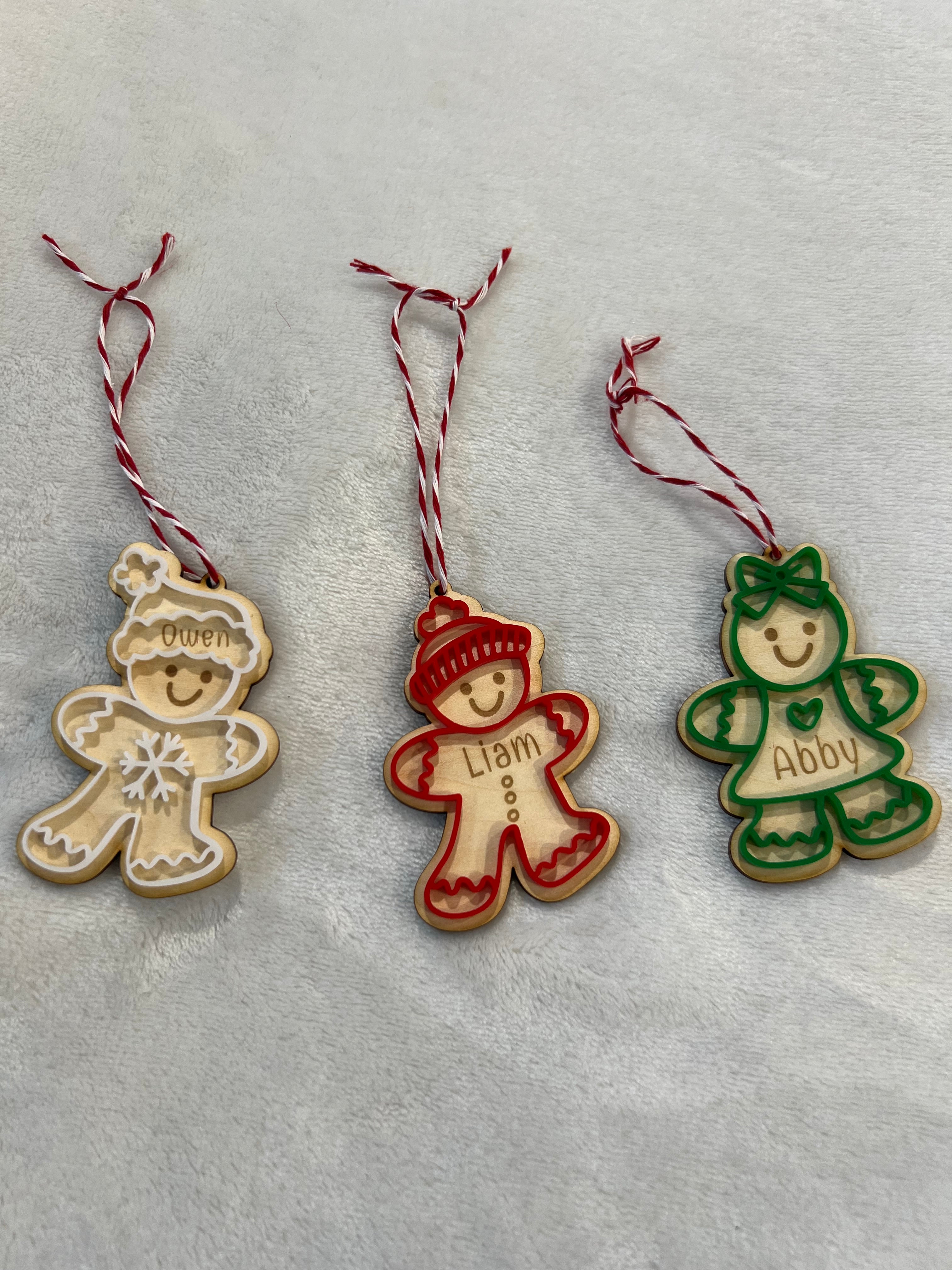 Personalized Gingerbread Ornament – Wood & Acrylic Custom Name Christmas Ornament