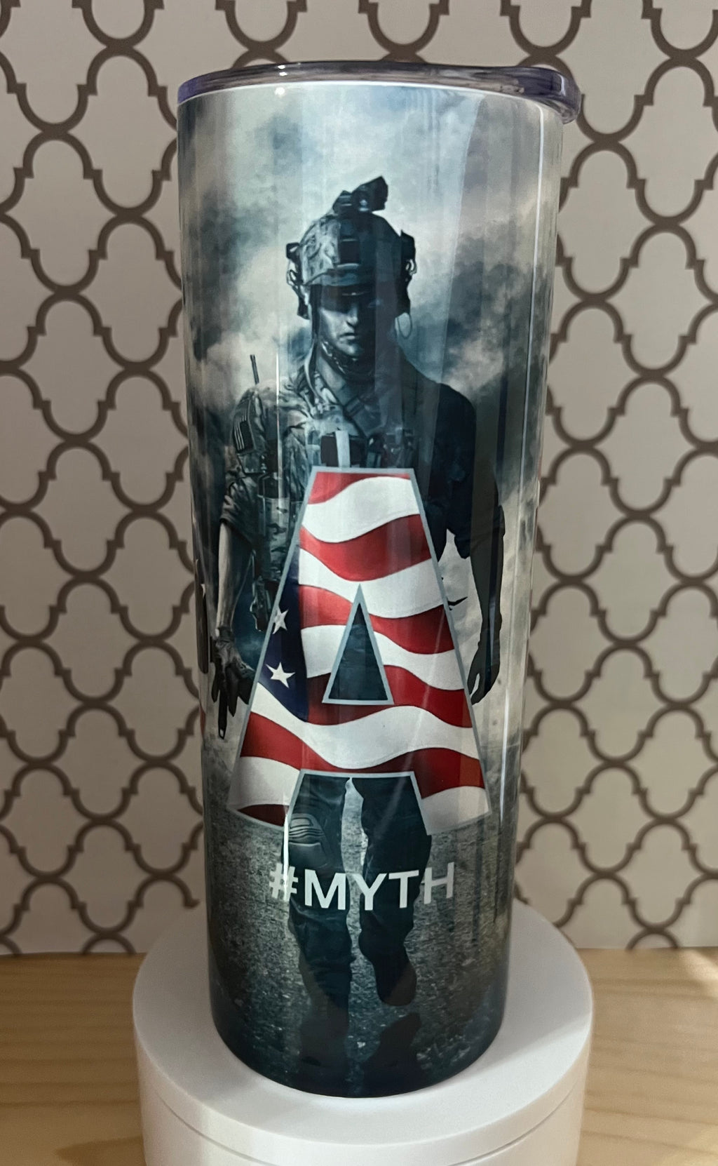 Personalized Dad 20oz Tumbler – Woods, Soldier & American Flag Designs | Man Myth Legend Gift