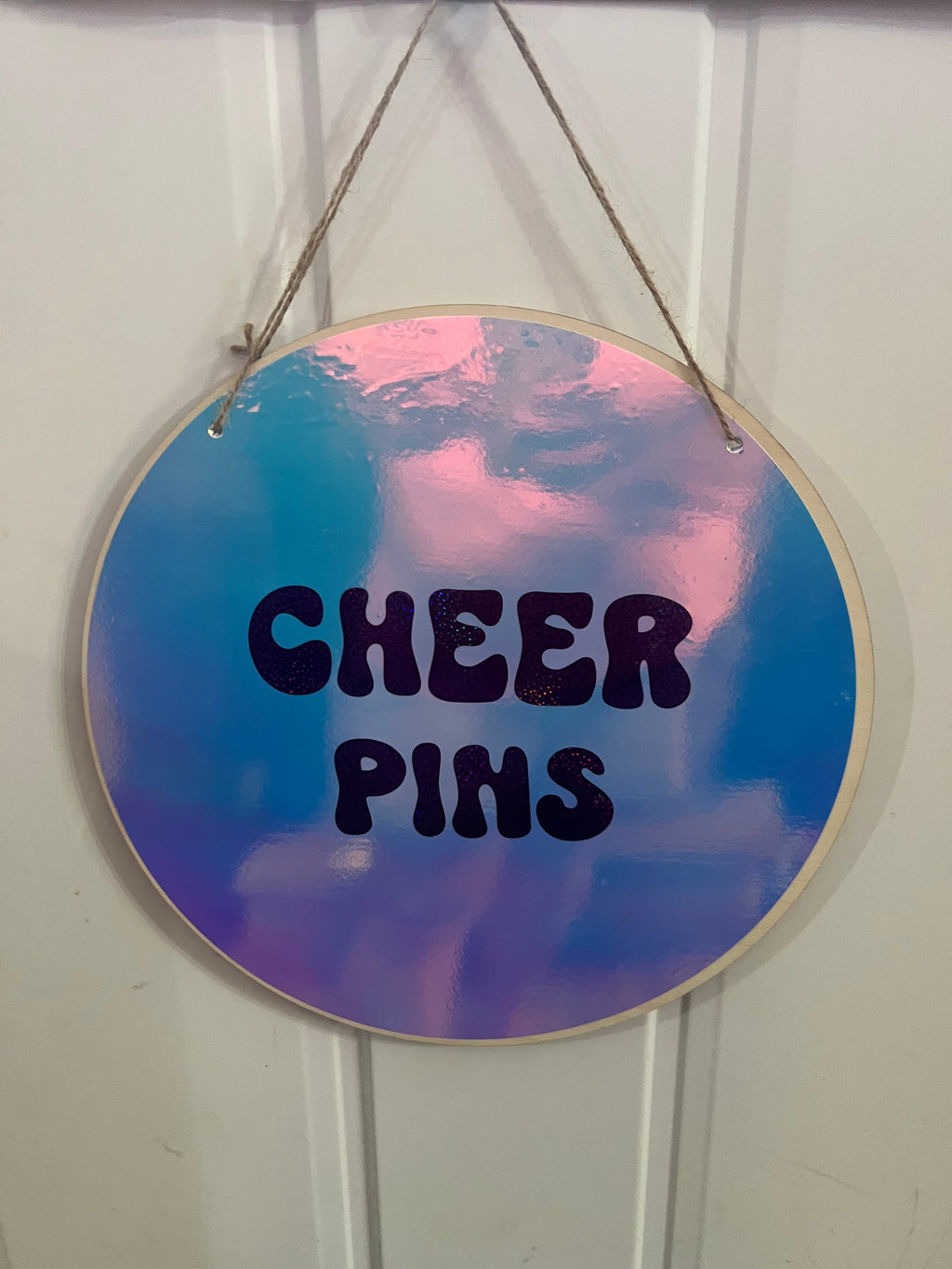 Personalized Cheer Pin Holder – 12” Round Wooden Display