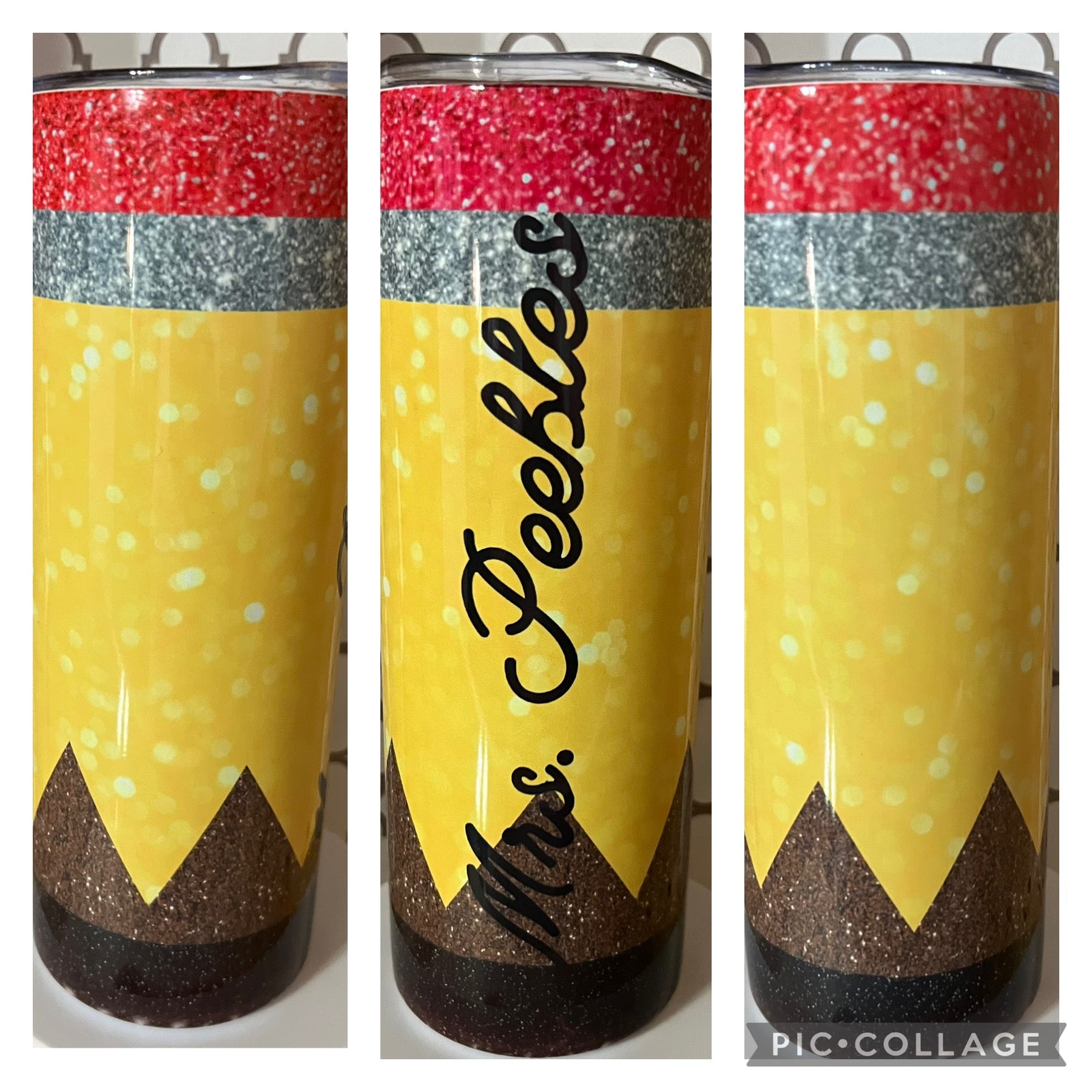 20oz Personalized Teacher Pencil Tumbler – Custom Name Teacher Gift
