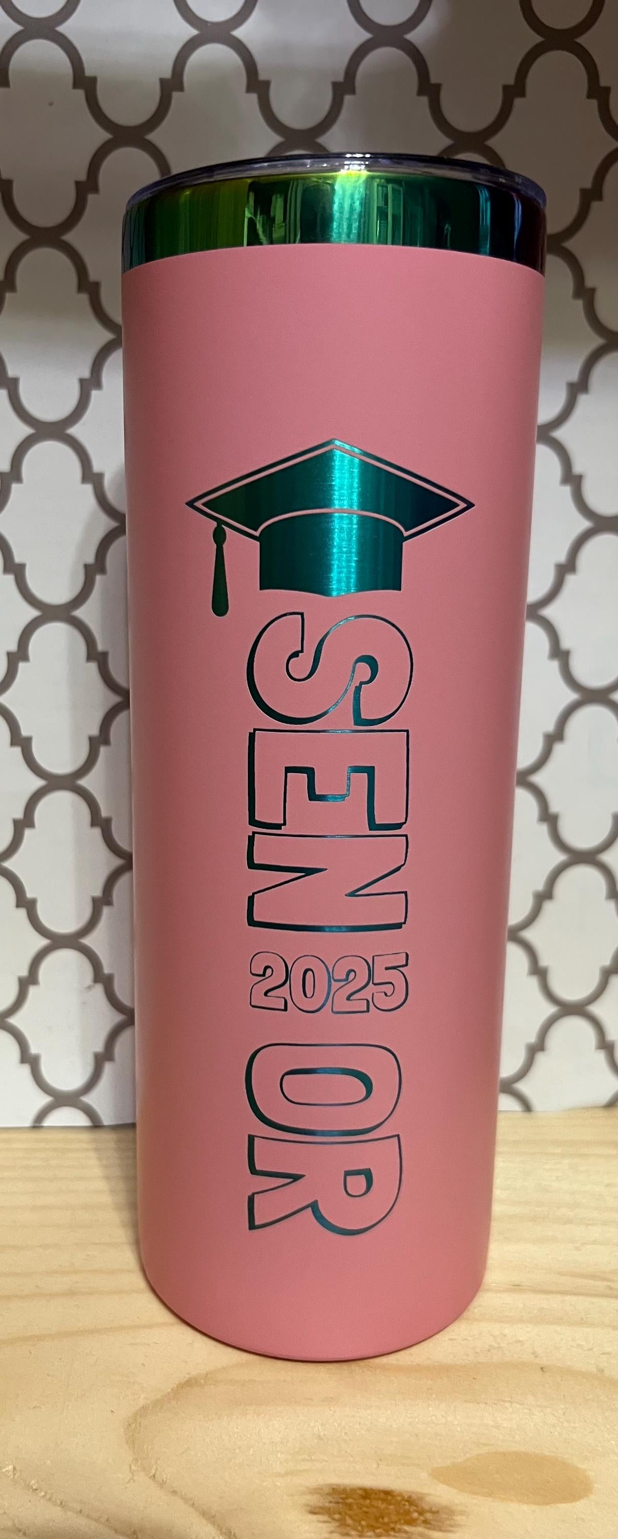 20oz Engraved Senior Graduation Tumbler – Personalized Stainless Steel Travel Cup