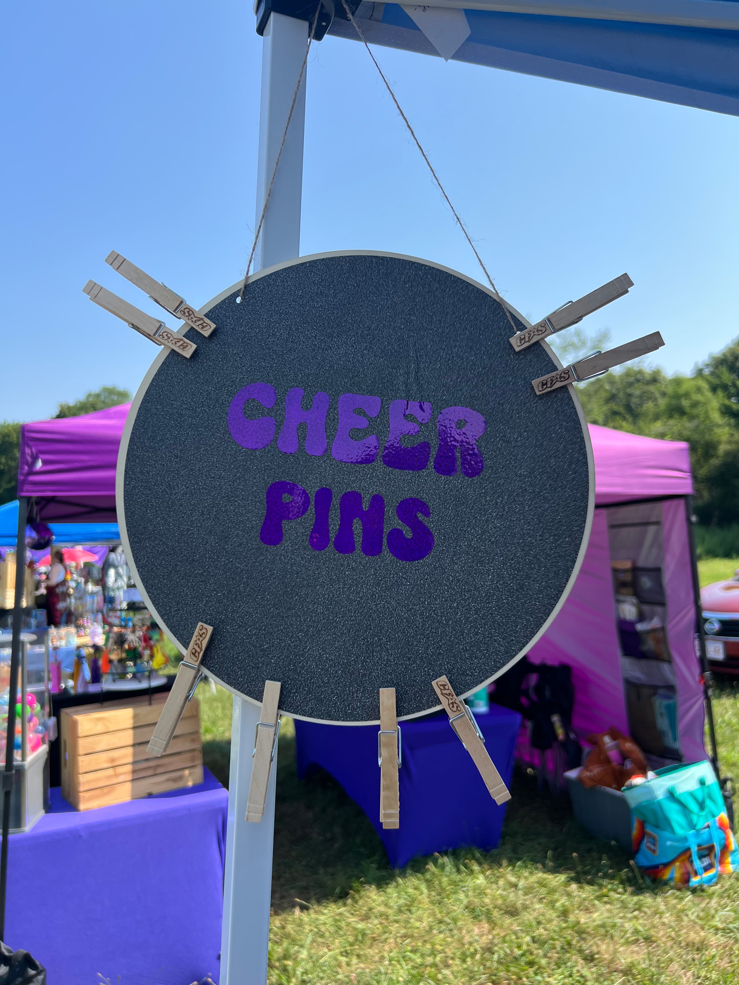 Personalized Cheer Pin Holder – 12” Round Wooden Display
