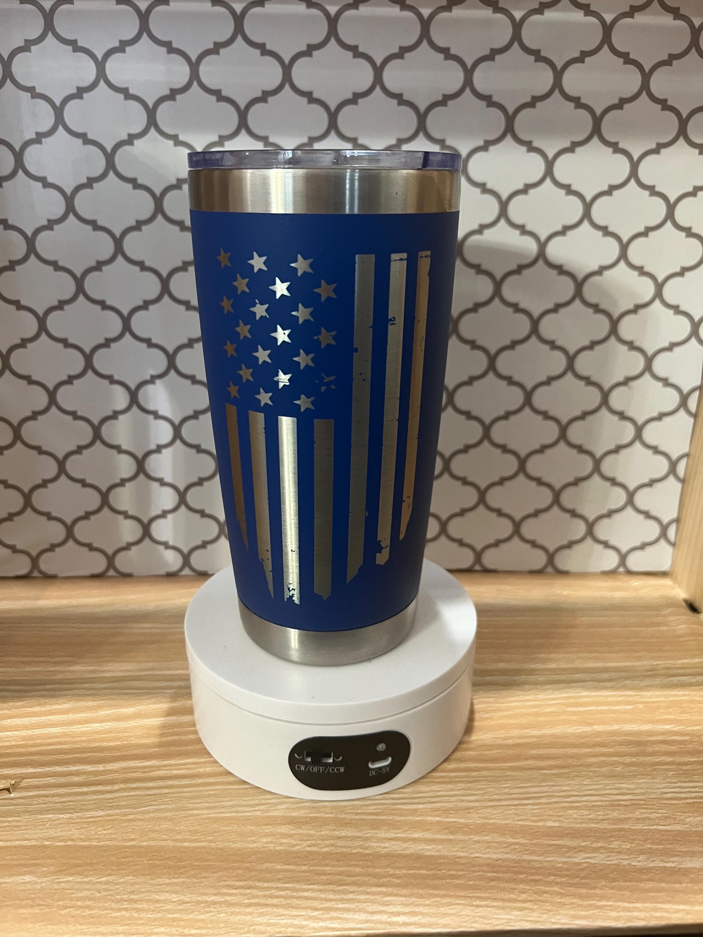 20oz Stainless Steel Engraved American Flag Tumbler – USA Patriotic Insulated Travel Mug