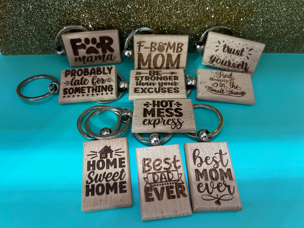 Engraved Wood Keychain – Funny Mom & Dad Keyring – Inspirational & Rustic Gift