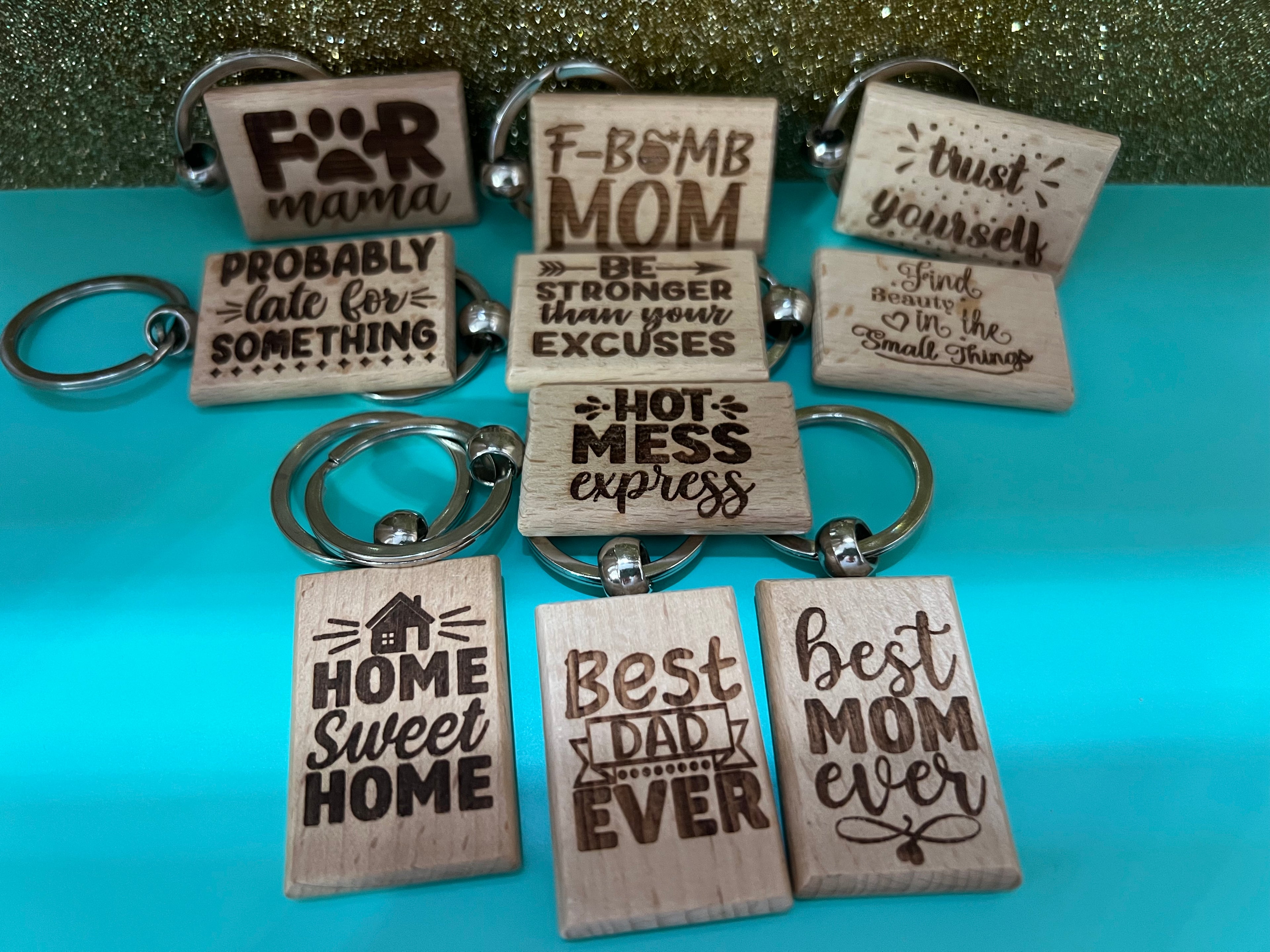 Engraved Wood Keychain – Funny Mom & Dad Keyring – Inspirational & Rustic Gift