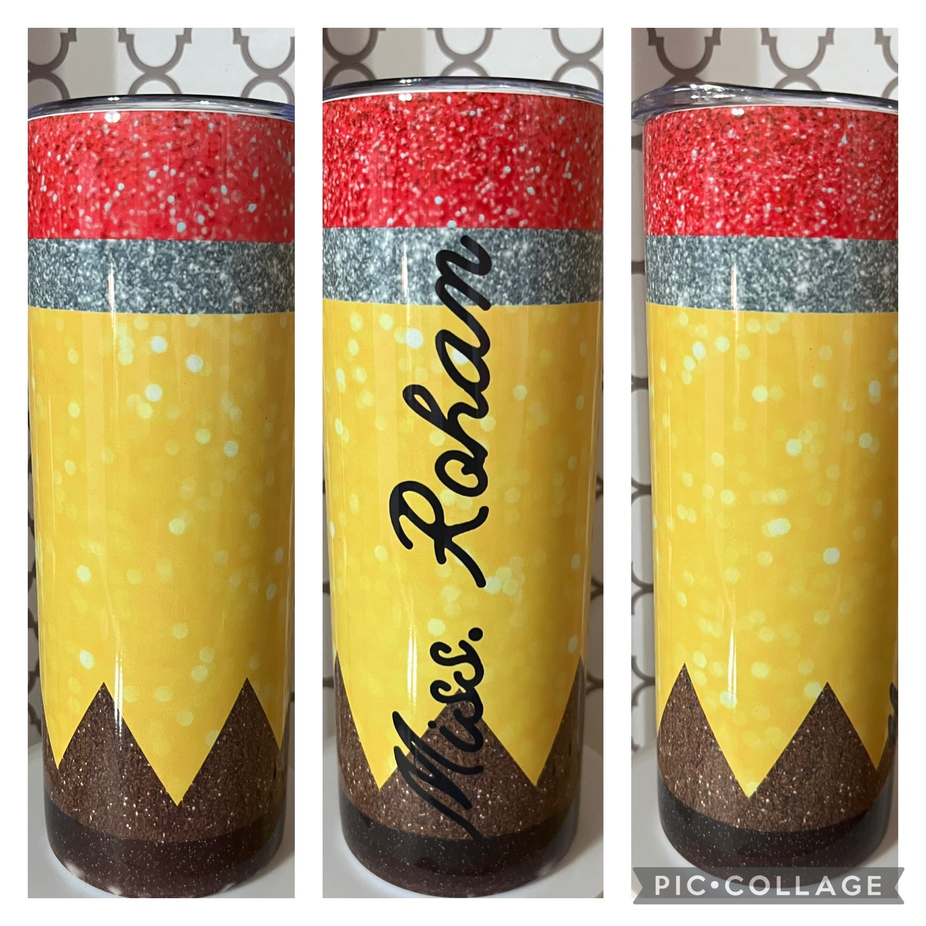 20oz Personalized Teacher Pencil Tumbler – Custom Name Teacher Gift