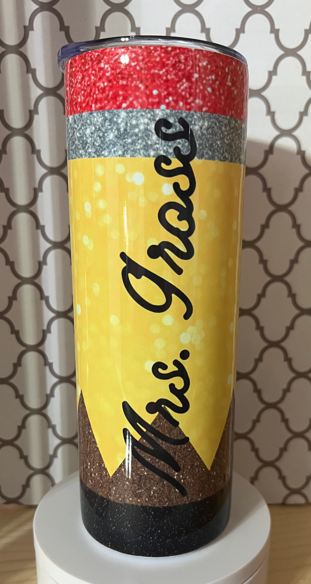 20oz Personalized Teacher Pencil Tumbler – Custom Name Teacher Gift