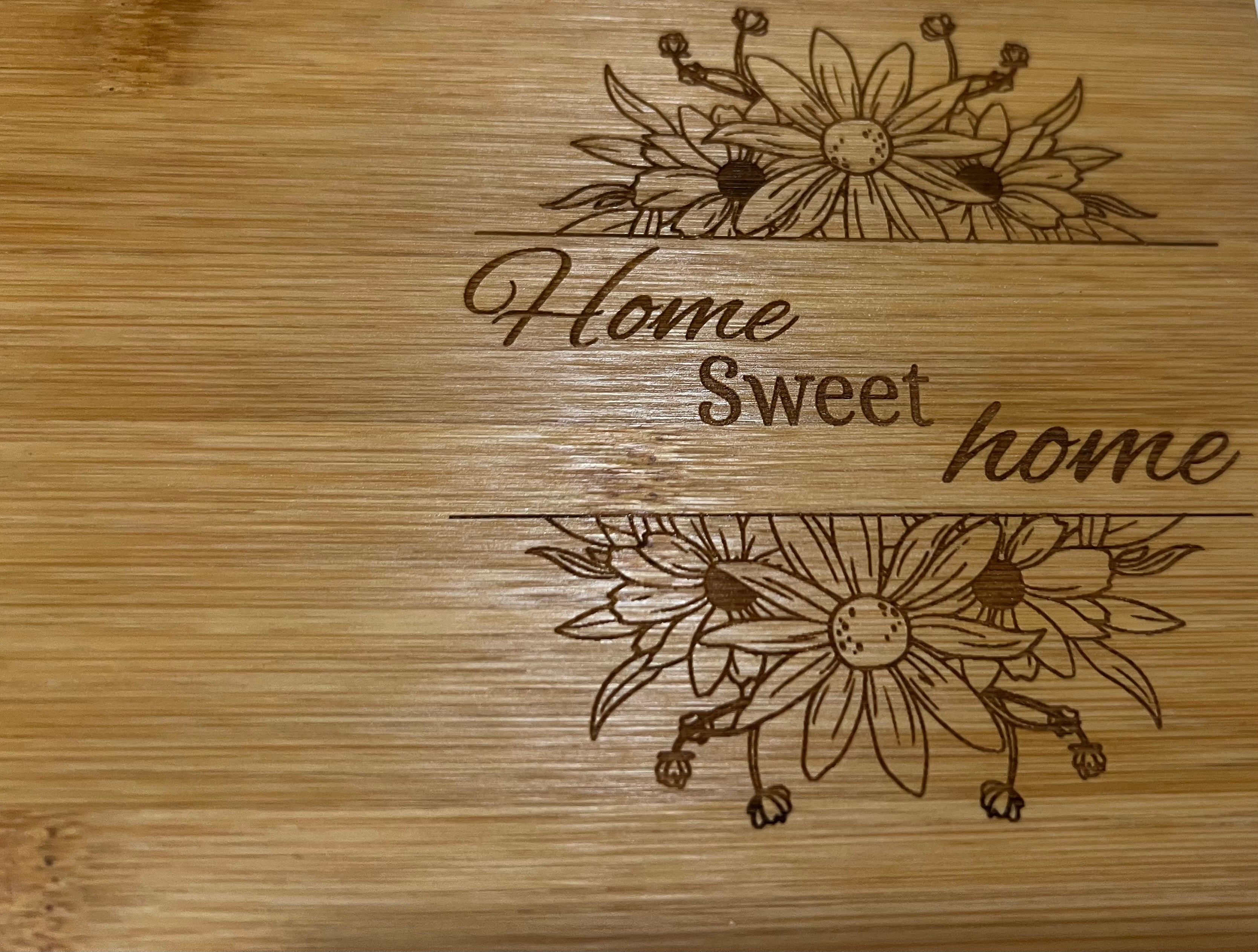 Engraved “Home Sweet Home” Wooden Cutting Board – Housewarming & New Home Gift
