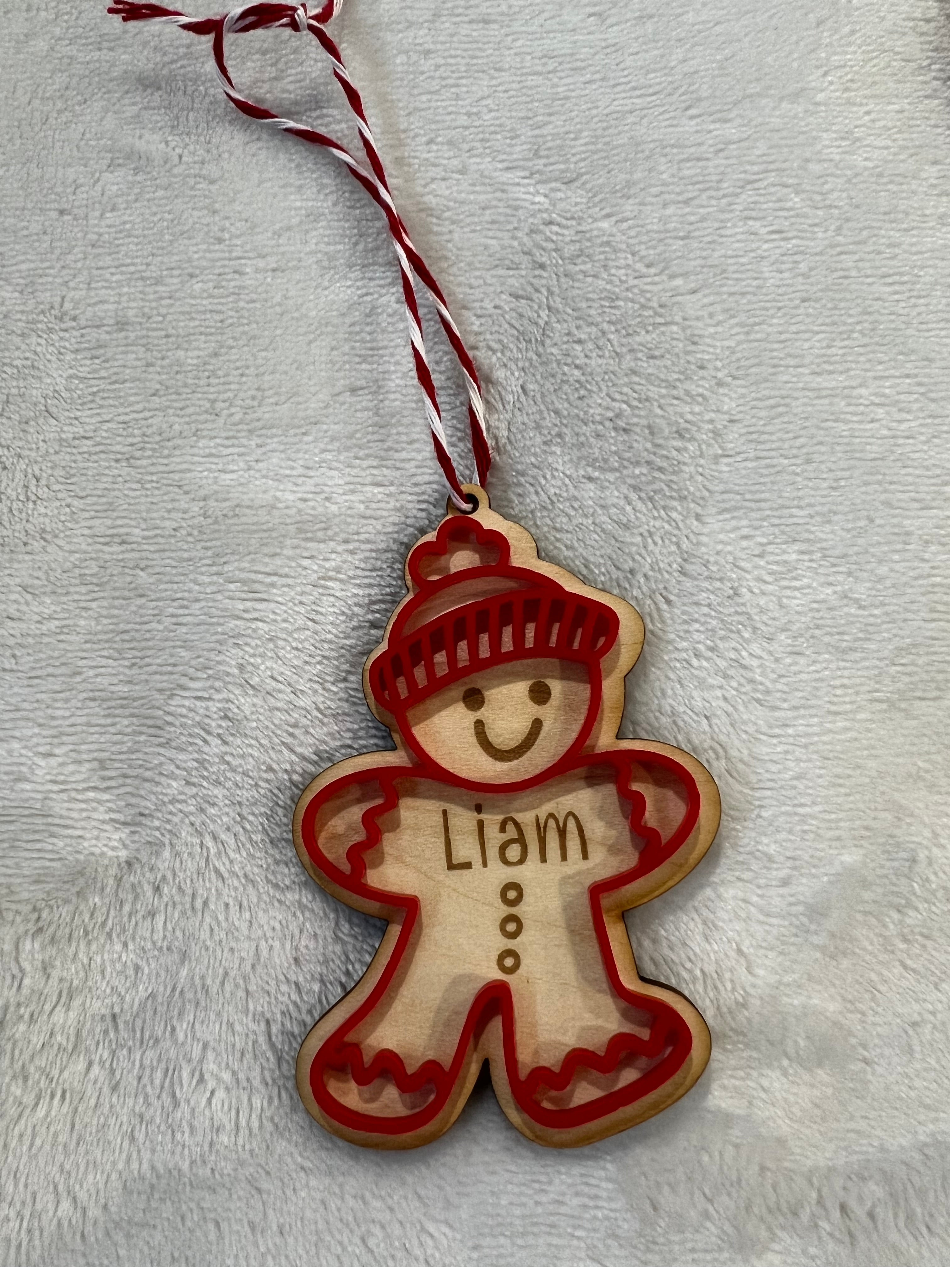 Personalized Gingerbread Ornament – Wood & Acrylic Custom Name Christmas Ornament