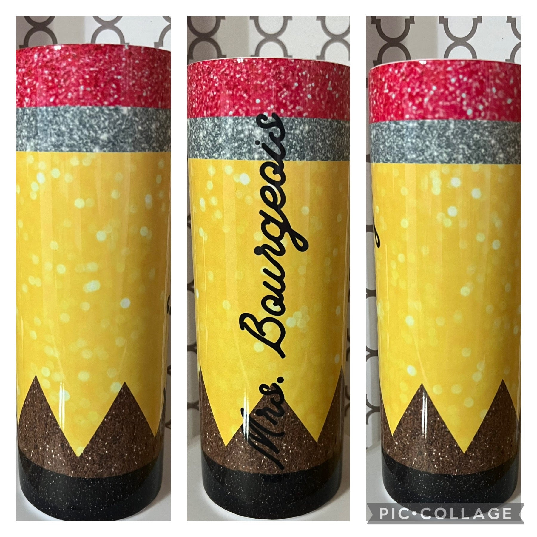 20oz Personalized Teacher Pencil Tumbler – Custom Name Teacher Gift