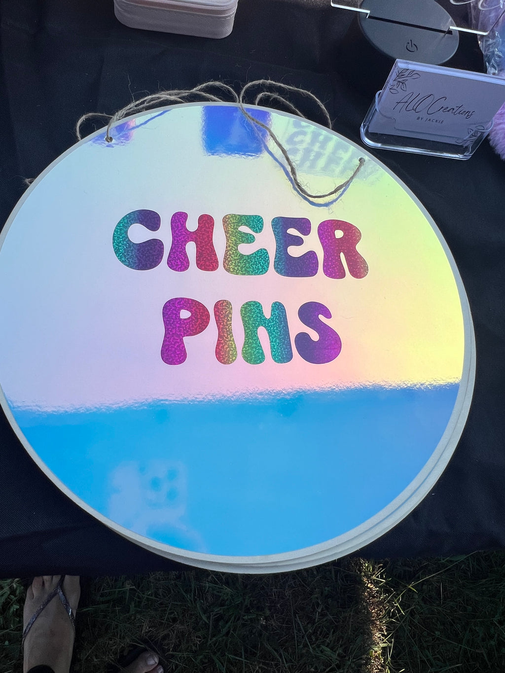 Personalized Cheer Pin Holder – 12” Round Wooden Display