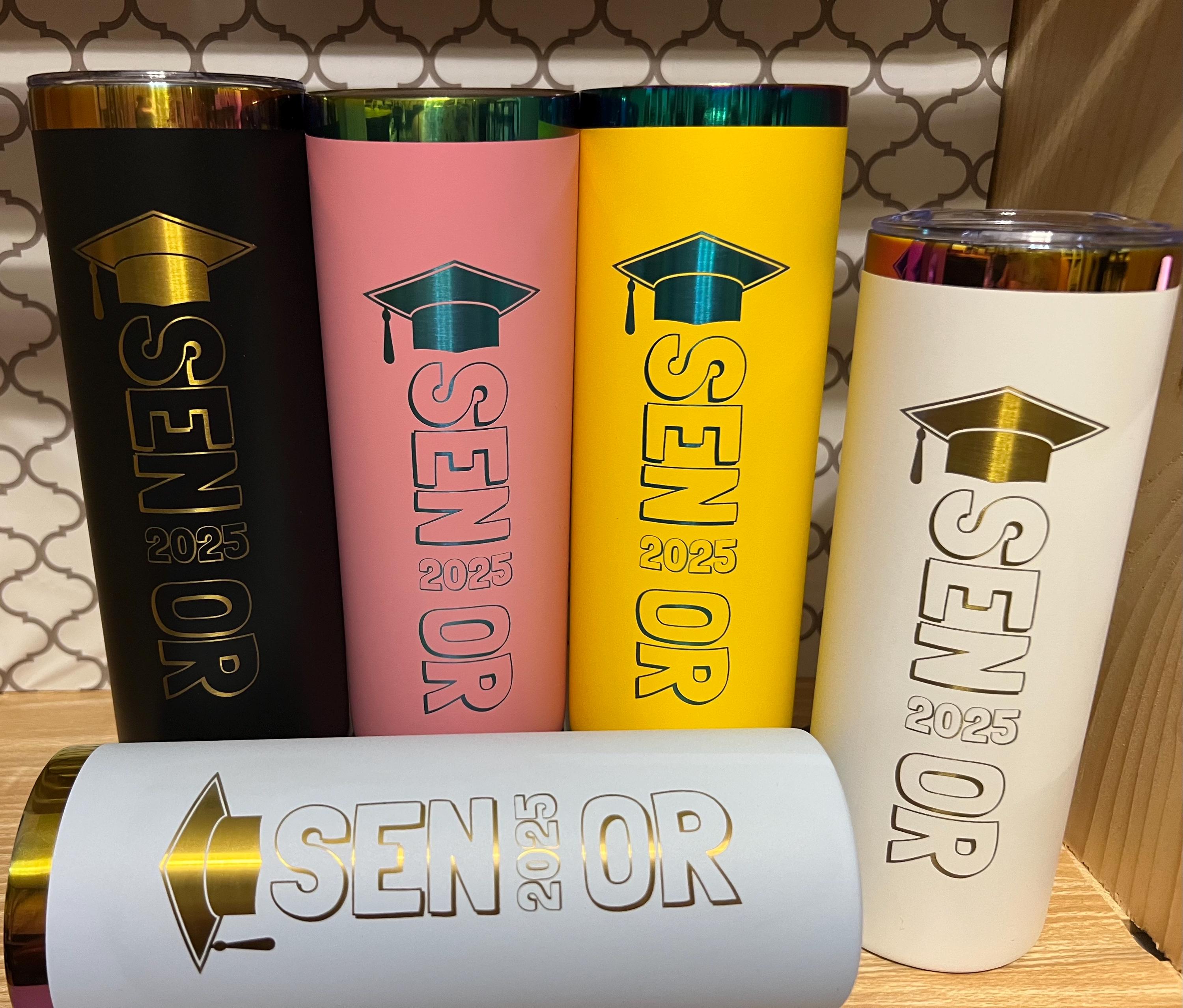 20oz Engraved Senior Graduation Tumbler – Personalized Stainless Steel Travel Cup