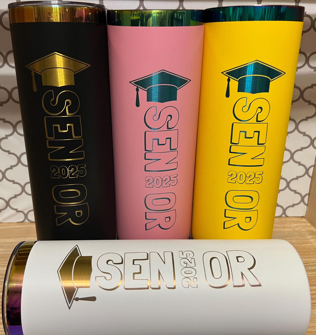20oz Engraved Senior Graduation Tumbler – Personalized Stainless Steel Travel Cup