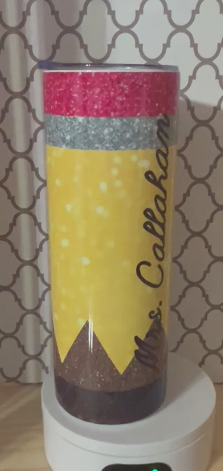 20oz Personalized Teacher Pencil Tumbler – Custom Name Teacher Gift
